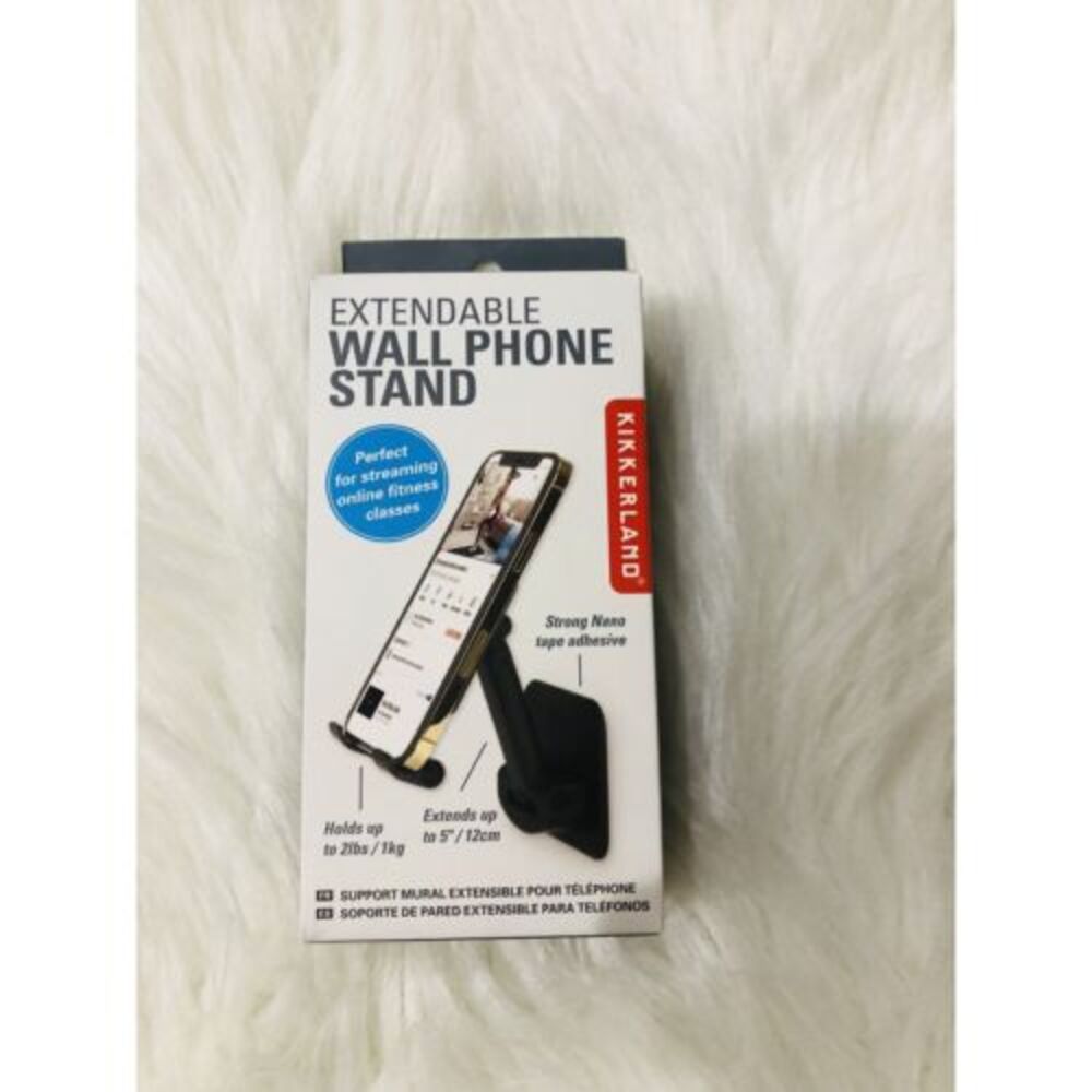 Kikkerland Extendable Wall Phone‎ Stand Black Nano Tape Adhesive Mount US218 NEW